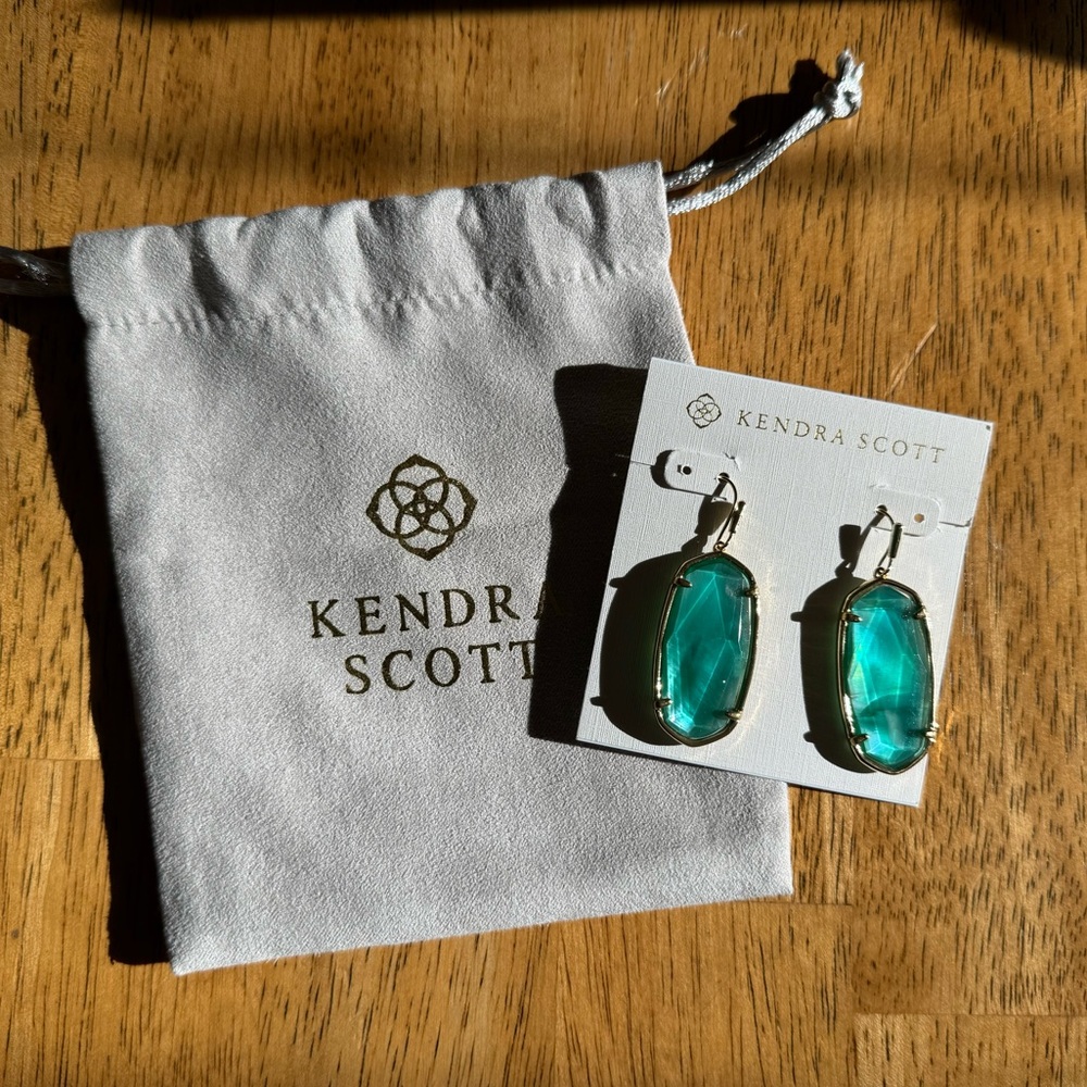 Kendra Scott Faceted Jade Green Elle Earrings